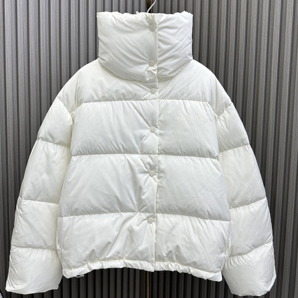 Acne Studios White Stand-up Collar Puffer Jacket
